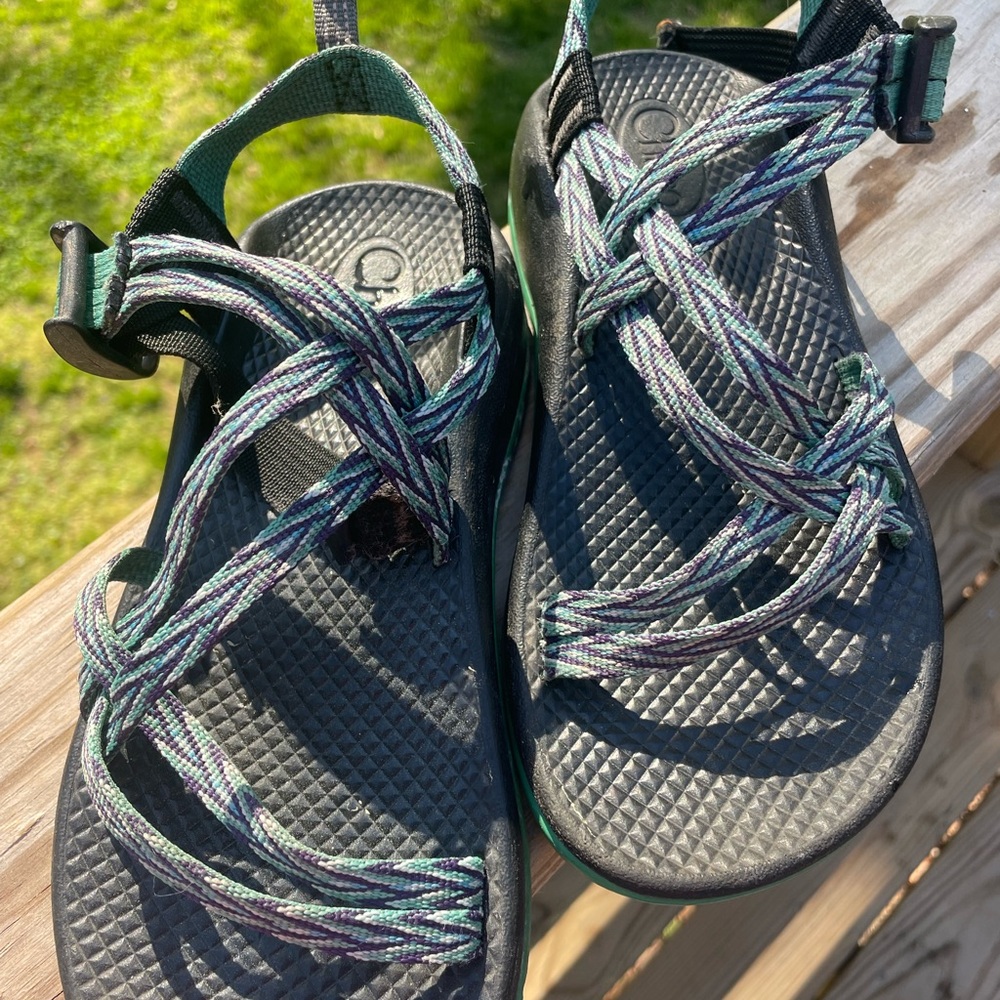 Chaco Dual Strap Classic Sandal, - black and blue with Multicolor Straps